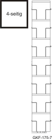 Bodenständer 175 mm, 28 Fächer, Quadratkarten, 1-reihig, 4-seitig, schwarz
